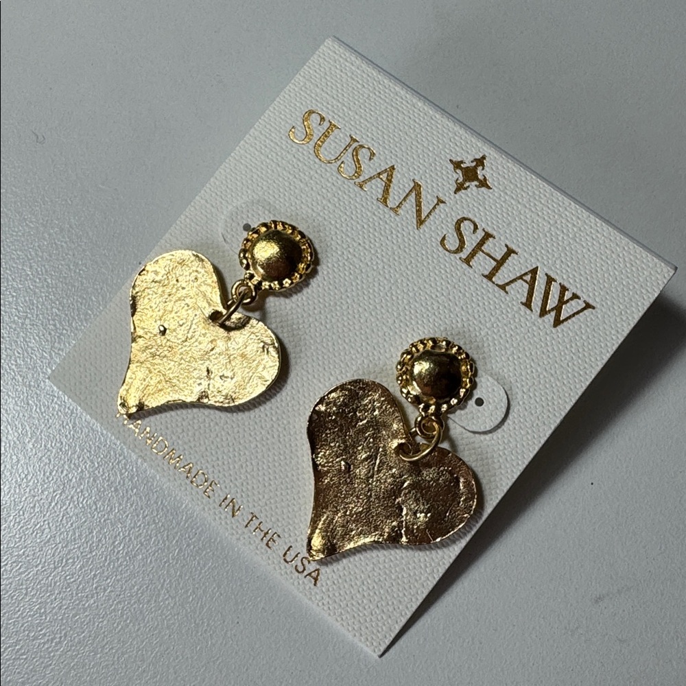 Sweet & Classic! Susan Shaw Beaded Top Heart Earrings - NWT - Picture 3 of 3